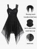 Plus Size Buckle Straps Grommets Handkerchief Gothic Midi Dress -  