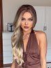 Perruque Synthétique Longue Ondulée Couleur Marron Dégradée - Multi 