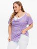 Plus Size Heather Curved Hem Faux Twinset T Shirt -  