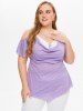 Plus Size Heather Curved Hem Faux Twinset T Shirt -  