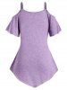 Plus Size Heather Curved Hem Faux Twinset T Shirt -  