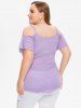 Plus Size Heather Curved Hem Faux Twinset T Shirt -  