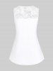 Plus Size Colorblock Floral Print Lace Panel Tank Top -  