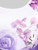 Plus Size Colorblock Floral Print Lace Panel Tank Top -  