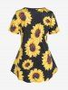 Plus Size Sunflower Girl Hair Print Tee -  