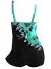 Maillot de Bain Tankini Modeste à Imprimé Floral à Double Bretelle - Vert 2XL
