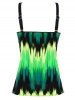 Modest Contrast Colorblock Padded Dual Strap Boyshorts Summer Beach Tankini Swimsuit -  