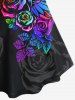 Plus Size 3D Rose Printed Short Sleeves Tee -  