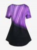 Plus Size Colorblock Floral Heart Print Tee -  