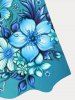 Haut à Bretelle à Imprimé 3D Fleur Brillant de Grande Taille - Bleu 5XL