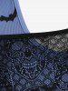 Plus Size Halloween Skull Lace Tee and Bats Printed Racerback Tank Top Set -  