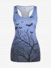 Plus Size Halloween Skull Lace Tee and Bats Printed Racerback Tank Top Set -  
