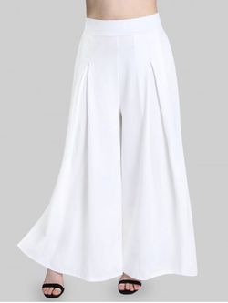 Plus Size High Waist Wide Leg Culotte Pants - WHITE - L | US 12
