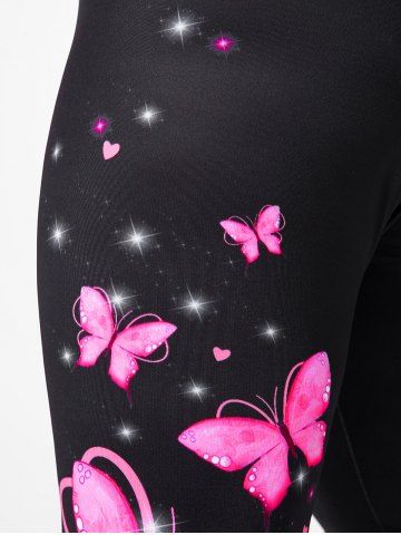 Plus Size & Curve High Waist Butterfly Print Capri Leggings