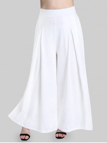 Plus Size High Waist Wide Leg Culotte Pants - WHITE - M | US 10