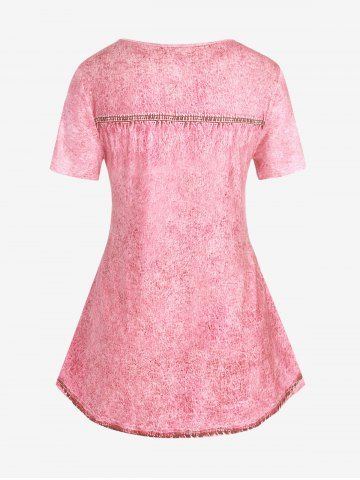 Plus Size 3D Jeans Foral Printed Short Sleeves Tee