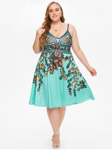 Robe Fendue à Imprimé Fleur de Grande Taille
