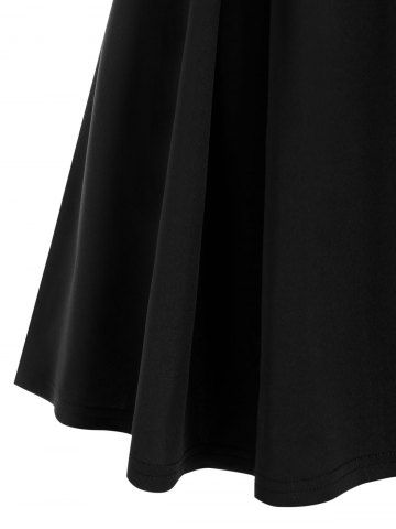 Plus Size Plaid Lace Up A Line Dress