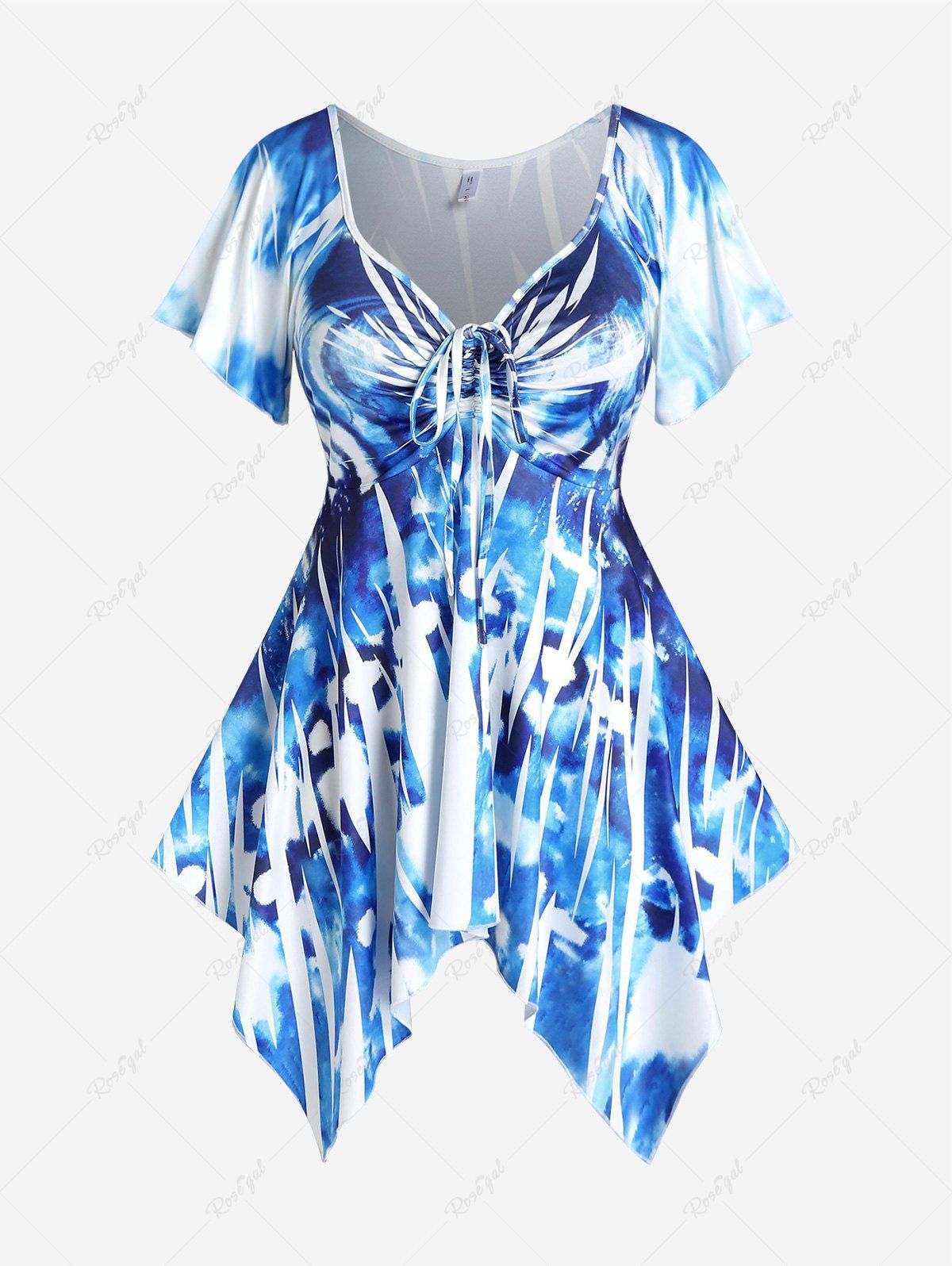 Outfit Plus Size Tie Dye Cinched Handkerchief Tunic Tank Top  