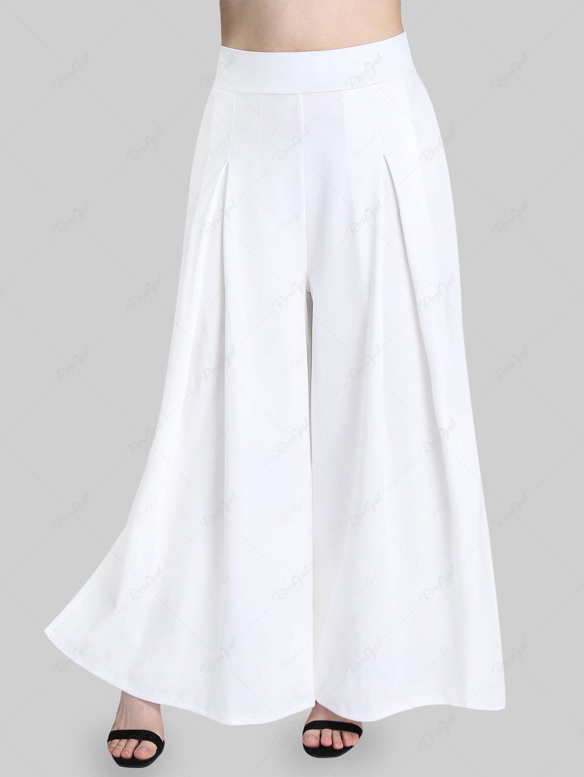 Pantalon Culotte à Jambe Large à Taille Haute de Grande Taille Blanc M | US 10
