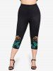 Legging Corsaire à Imprimé Rose et Arc-en-ciel à Taille Haute de Grande Taille - Vert clair 4X | US 26-28