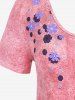 Plus Size 3D Jeans Foral Printed Short Sleeves Tee -  
