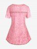 Plus Size 3D Jeans Foral Printed Short Sleeves Tee -  