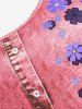 Plus Size 3D Jeans Foral Printed Short Sleeves Tee -  