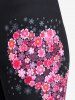 Plus Size High Waist Floral Heart Print Capri Skinny Leggings -  