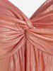 Plus Size Sweetheart Neck Front Twist Metallic T-shirt -  
