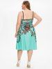 Plus Size Flower Print Slip Dress -  