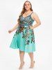 Plus Size Flower Print Slip Dress -  