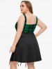 Plus Size Plaid Lace Up A Line Dress -  