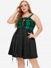 Plus Size Plaid Lace Up A Line Dress -  