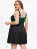 Plus Size Plaid Lace Up A Line Dress -  