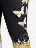 Plus Size High Waist Butterfly Print Skinny Capri Leggings -  