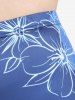 Plus Size Flower Printed Colorblock Capri Leggings -  