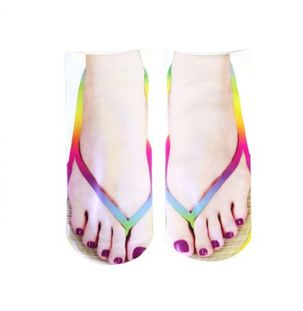 3D Flip Flops Printed Low Cut Ankle Socks