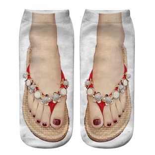 3D Flip Flops Printed Ankle Socks