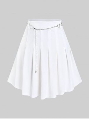 Plus Size Heart Chains Mini Pleated Skirt