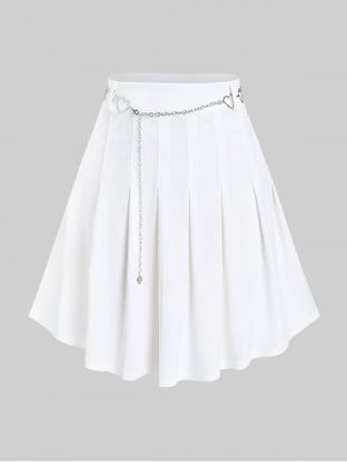 Plus Size Heart Chains Mini Pleated Skirt