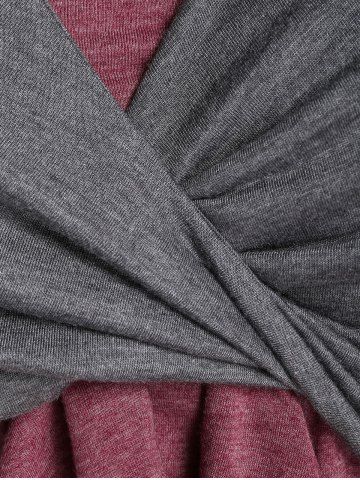 Plus Size Twist Crop Tee and Ruffled Tank Top Set