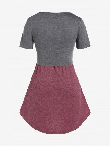 Plus Size Twist Crop Tee and Ruffled Tank Top Set