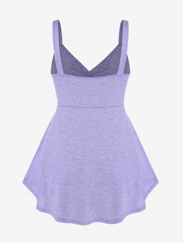 Plus Size Drop Flounce Butterfly Applique Backless Tank Top
