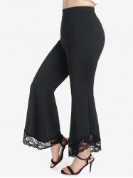 Plus Size Lace Panel Pull On Flare Pants -  