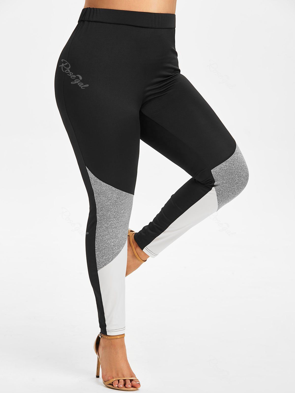 Outfits Plus Size Colorblock High Rise Skinny Leggings  