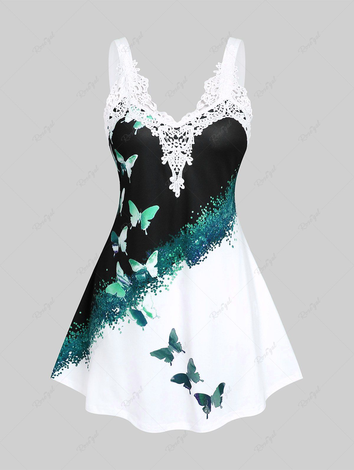Outfit Plus Size & Curve Colorblock Butterfly Print Flowy Tank Top  