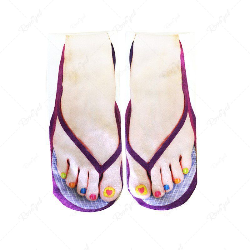 Chaussettes 3D Imprimées Coupe Basse Pourpre  