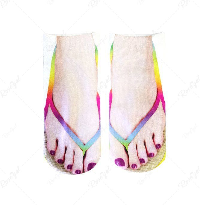 Fashion 3D Flip Flops Printed Low Cut Ankle Socks  