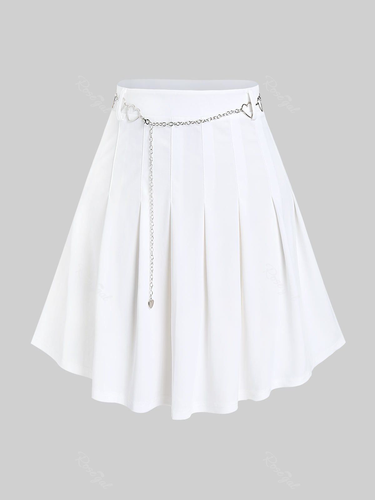 Hot Plus Size Heart Chains Mini Pleated Skirt  